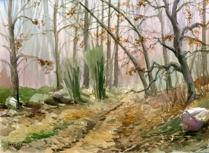 Robledal en otoño / Oak forest in autumn / Quercus - Acuarela / Watercolour - © Lucía Gómez Serra