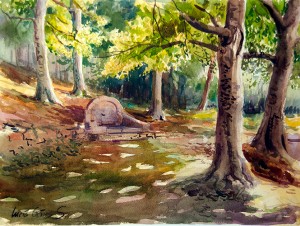 Fuente de la teja - Acuarela / Watercolour - © Lucía Gómez Serra