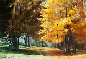 Monte en otoño - Acuarela / Watercolour - © Lucía Gómez Serra